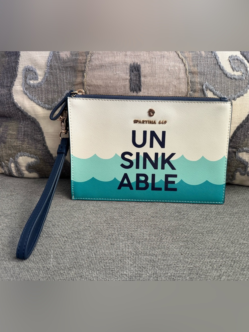 Spartina 449 Cream and Teal Ombre Wave Wristlet “unsinkable”